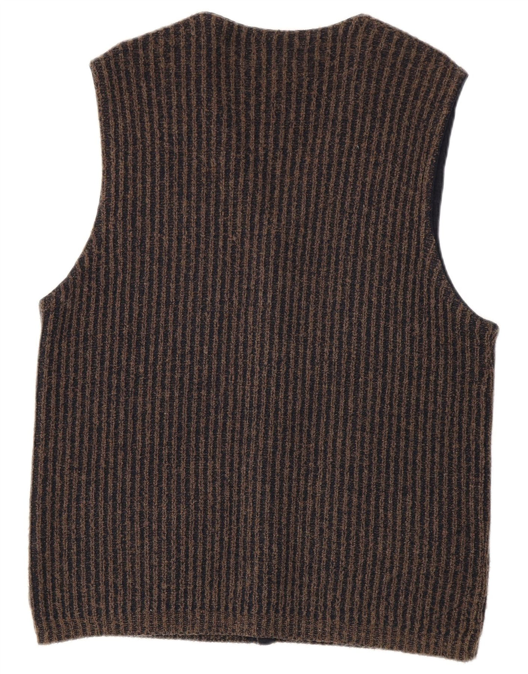 Commander Ärmelloser Herren-Cardigan-Pullover IT 50 Mittelgrau gestreifte Wolle