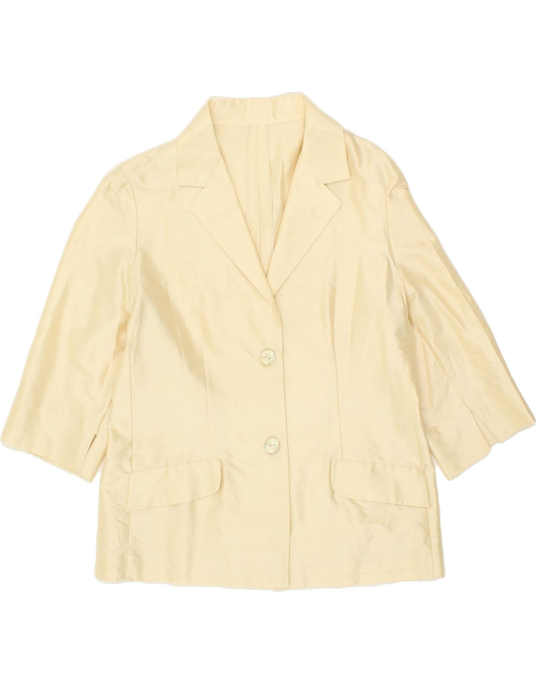 VINTAGE Womens 3/4 Sleeve 2 Button Blazer Jacket UK 14 Medium Yellow Vintage Vintage and Second-Hand Vintage from Messina Hembry 