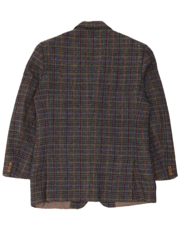 Vintage Herren 2-Knopf-Blazerjacke UK 40 Große grau karierte Wolle