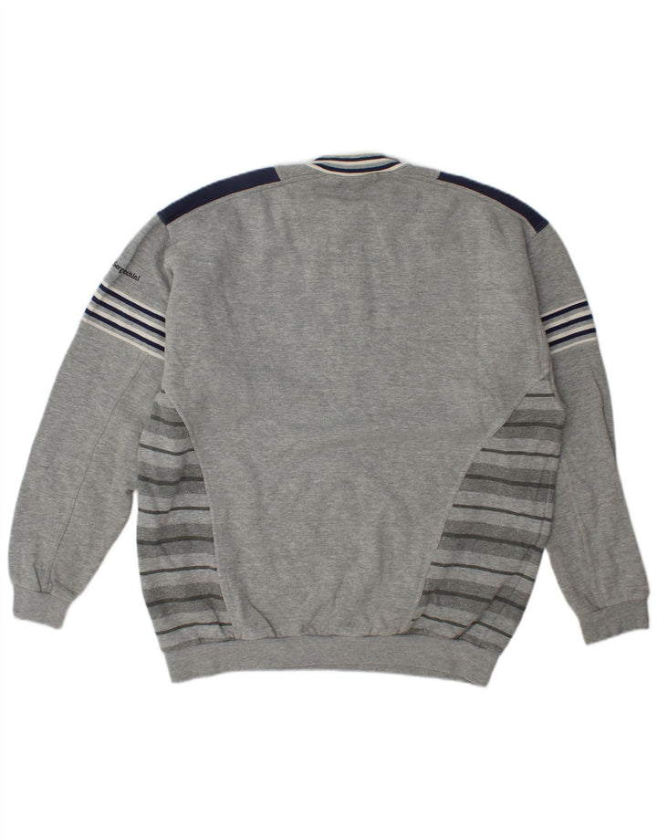 Sergio Tacchini Herren-Sweatshirt mit Reißverschluss am Hals, XL, Grau, Farbblock
