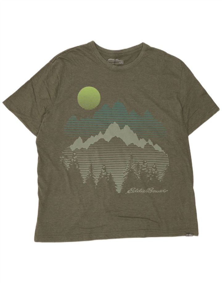 Eddie Bauer Herren Grafik T-Shirt Top 2XL Khaki Baumwolle