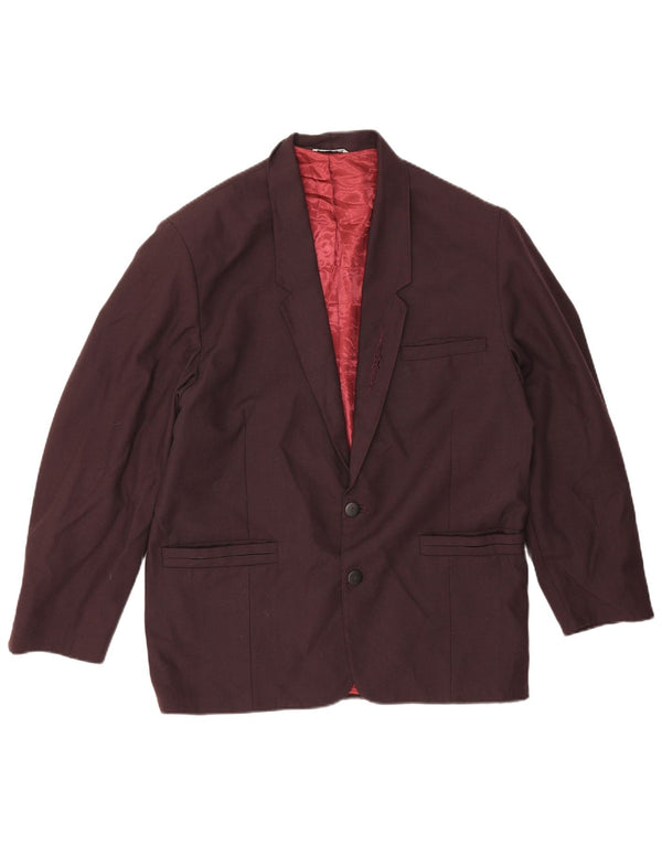 Wampum Herren-Blazer mit 2 Knöpfen, UK 38, Mittelbordeauxrote Viskose