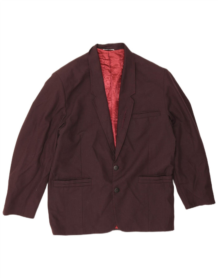 Wampum Herren-Blazer mit 2 Knöpfen, UK 38, Mittelbordeauxrote Viskose