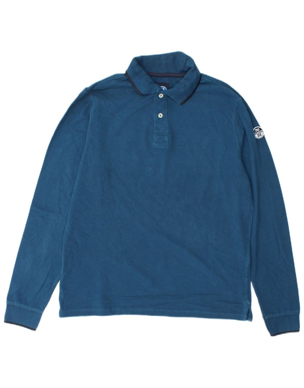 North Sails Mens Long Sleeve Polo Shirt Small Navy Blue