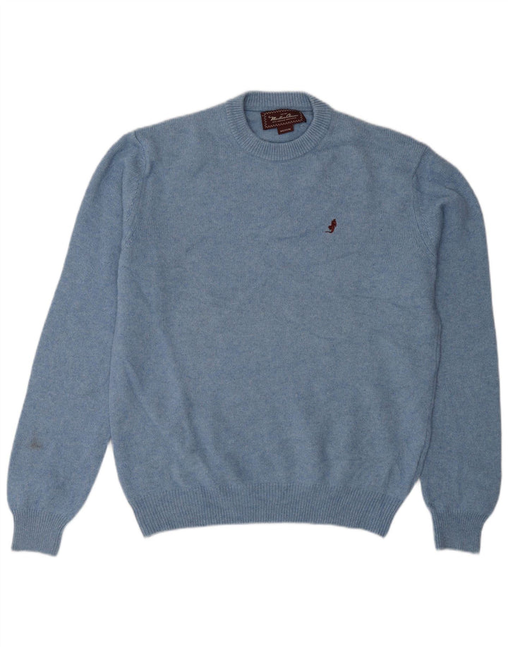 Marlboro Classics Herren-Pullover mit Rundhalsausschnitt, mittelblaue Wolle