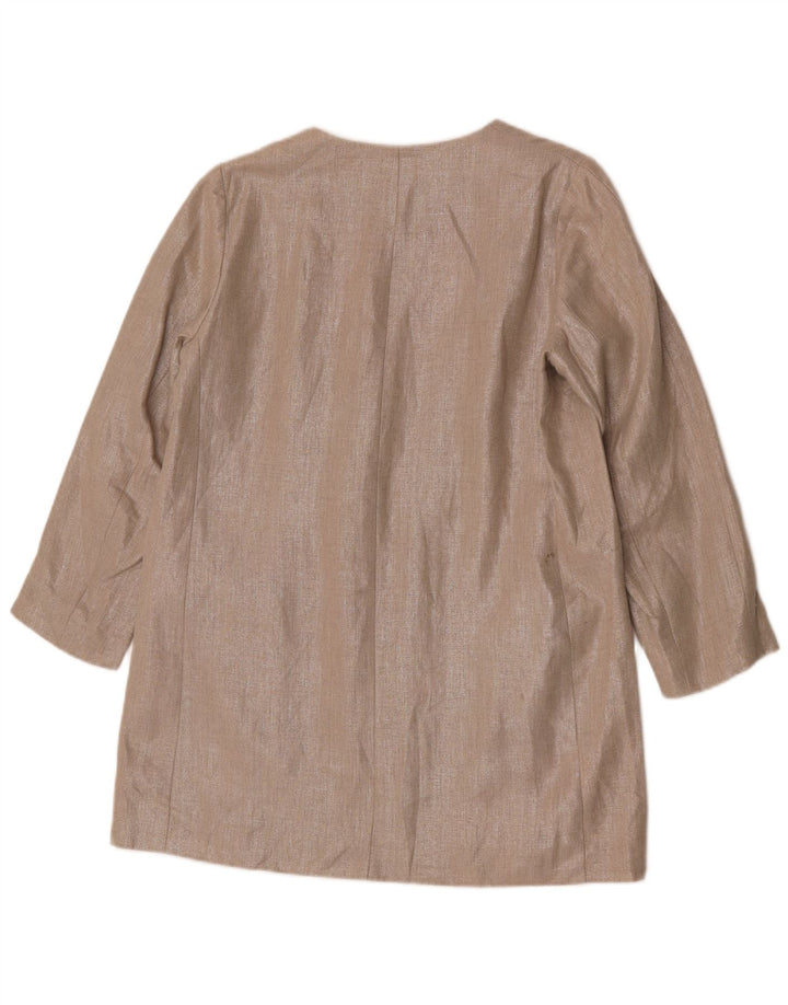 Offene Blazerjacke für Damen von Zara, UK 14, mittelbeigeiges Leinen