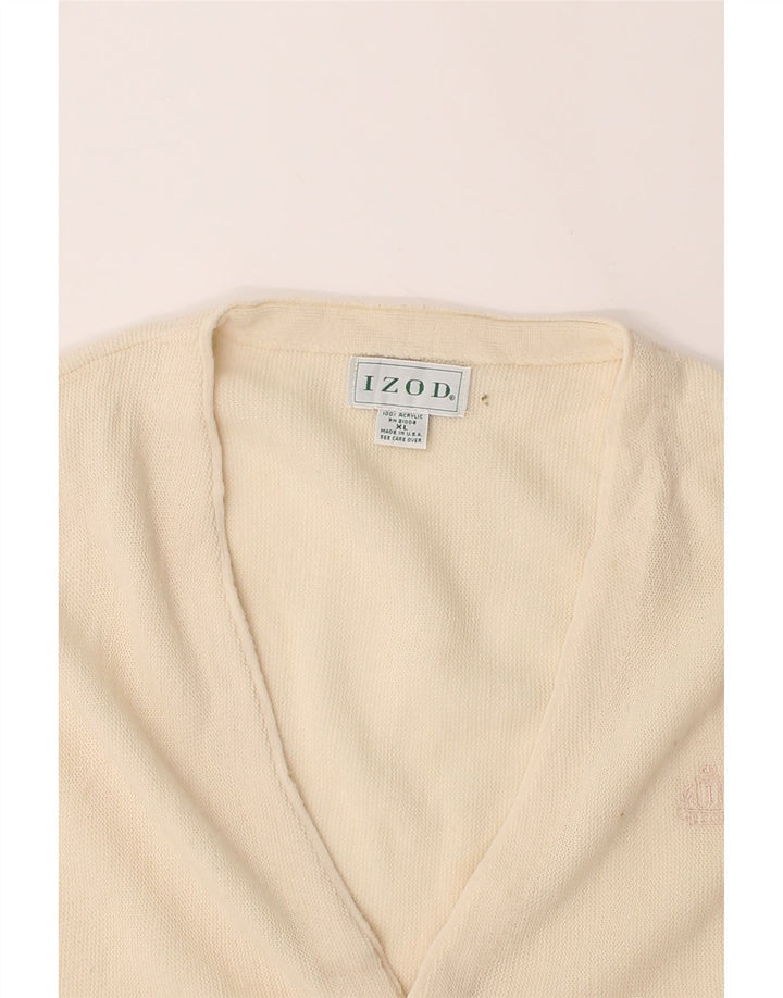 IZOD Mens Cardigan Sweater XL Off White Acrylic Vintage Izod and Second-Hand Izod from Messina Hembry 