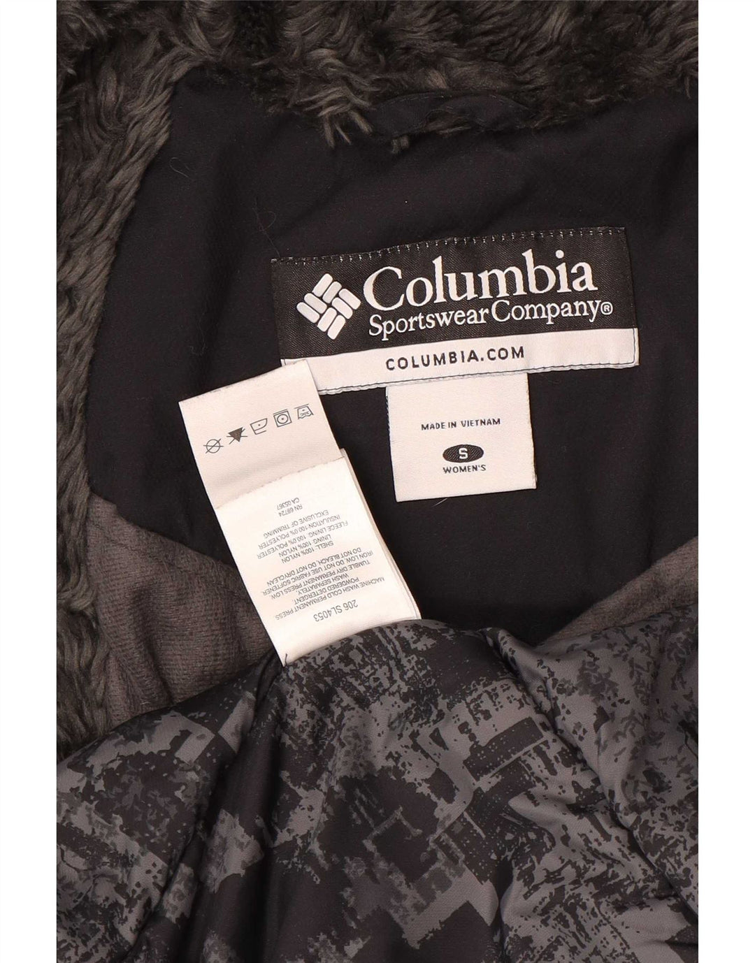 Columbia Damen-Jacke mit Kapuze, gepolstert, UK 10, Größe S, schwarzes Nylon