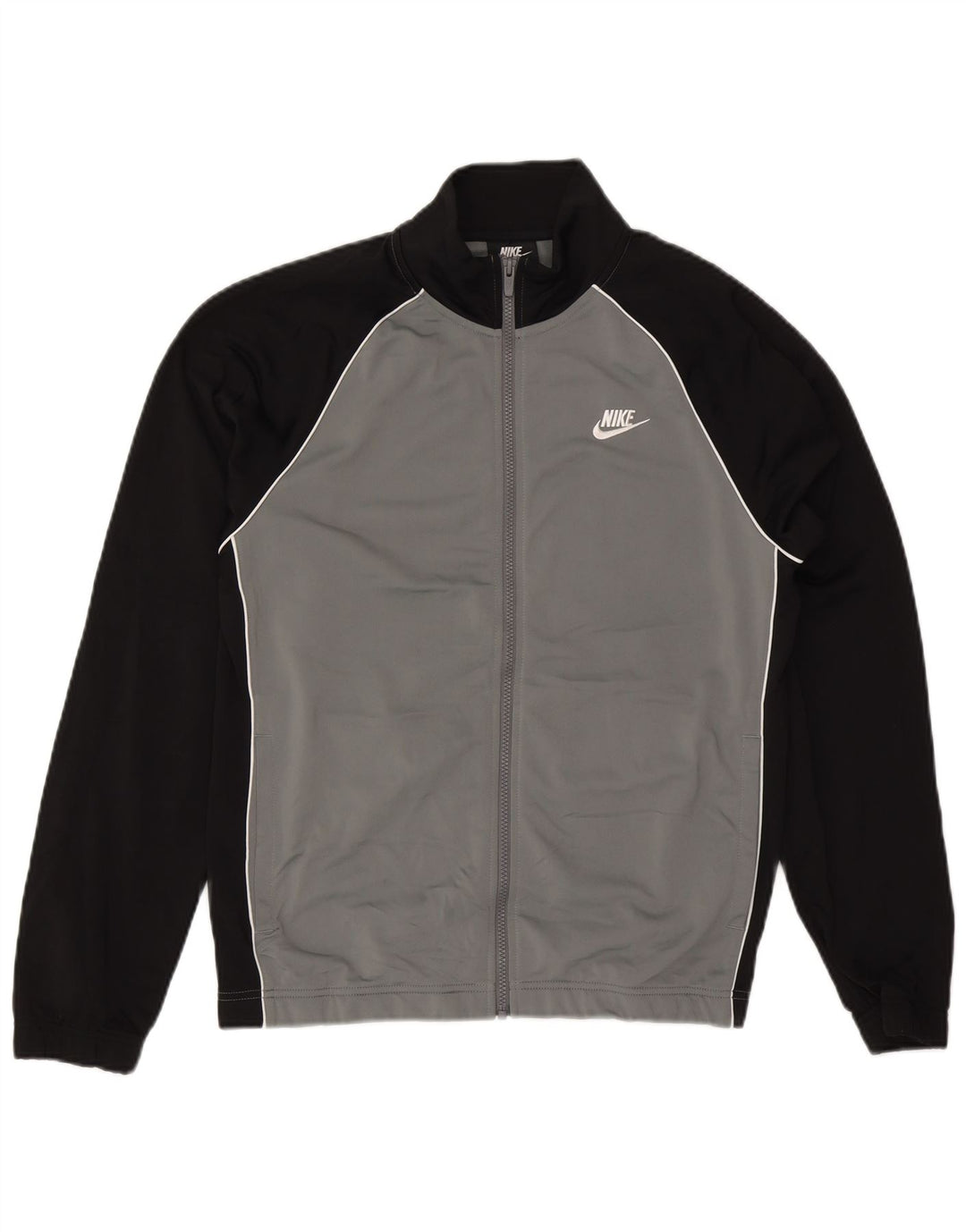 NIKE Herren-Trainingsanzug-Oberteil, Jacke, klein, graues Farbblock-Polyester