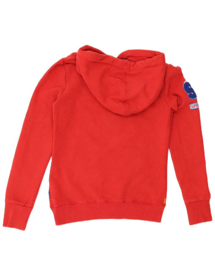 SUPERDRY Damen-Kapuzenpullover mit Grafik, UK 6 XS, rote Baumwolle