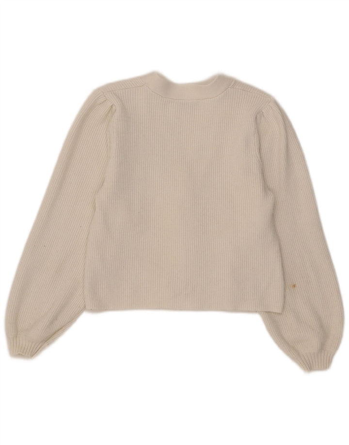 Zara Damen Crop Cardigan Pullover UK 12 Mittelweiße Viskose