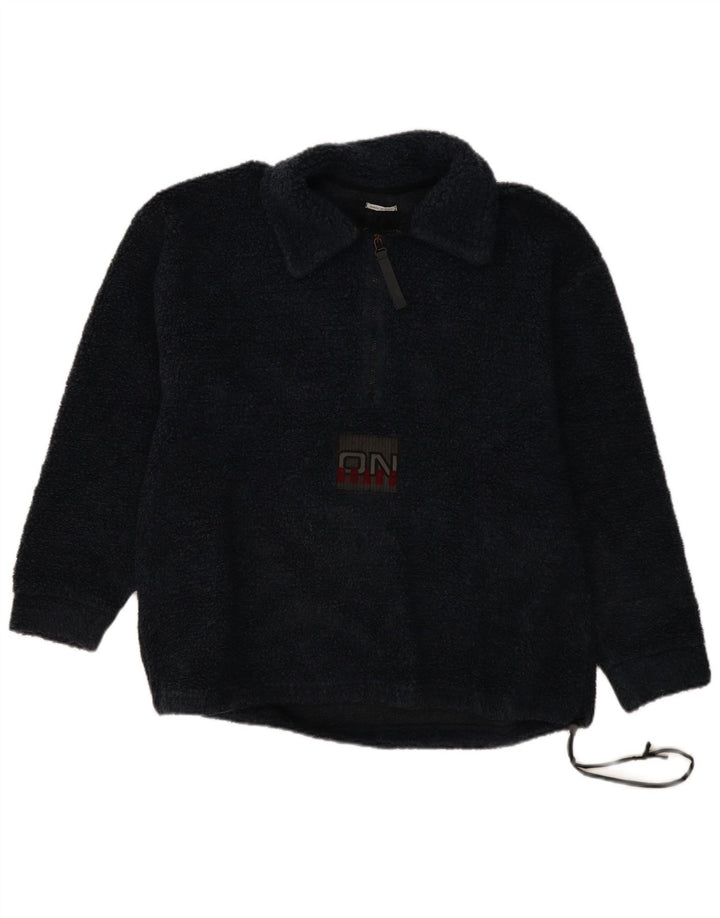 Belfe Herren-Fleecepullover in Übergröße mit grafischem Polokragen, Mittelblau