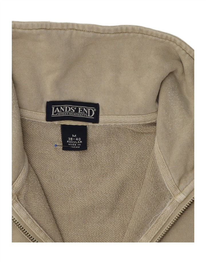 Lands End Herren-Sweatshirt mit normaler Passform und Reißverschluss, UK 38/40, Mittelbeige