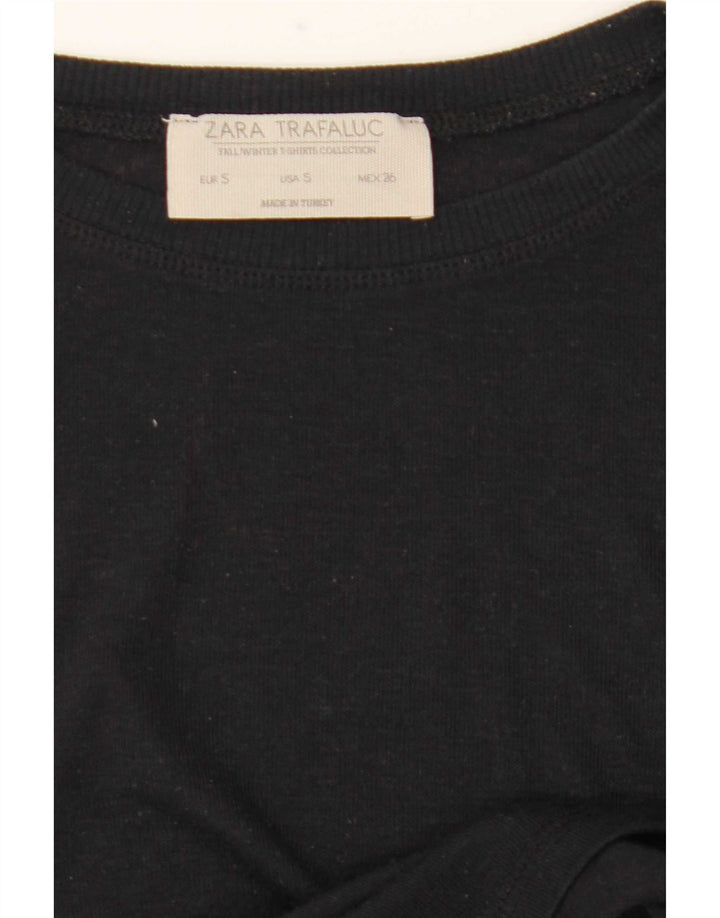 Zara Damen Top Langarm UK 10 Small Schwarz