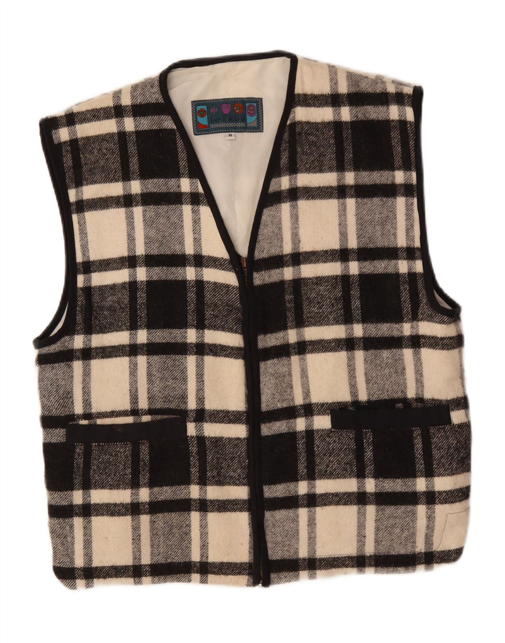 Le Frog Herrenweste UK 38 Mittelschwarz karierte Wolle
