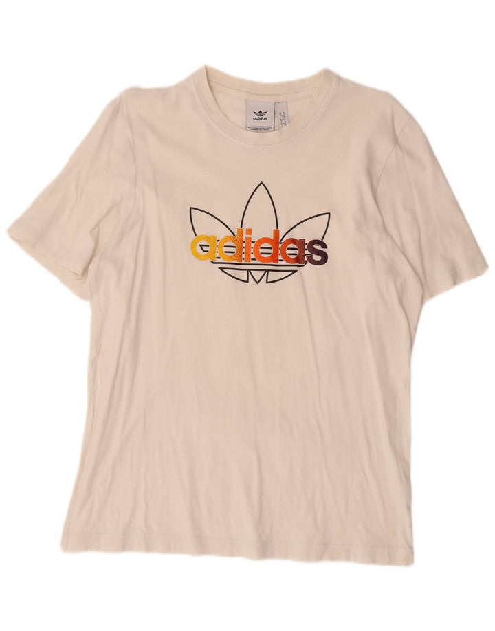 Adidas Herren Grafik T-Shirt Top Medium Off White Baumwolle