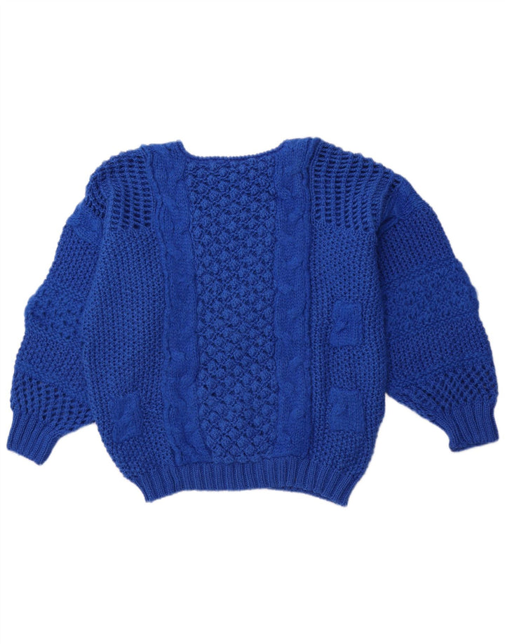 Vintage Damen Pullover mit U-Boot-Ausschnitt EU 40 Mittelblaues Polyacryl