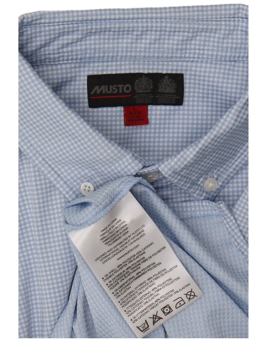 Musto Herrenhemd, großes blaues Gingham-Polyester