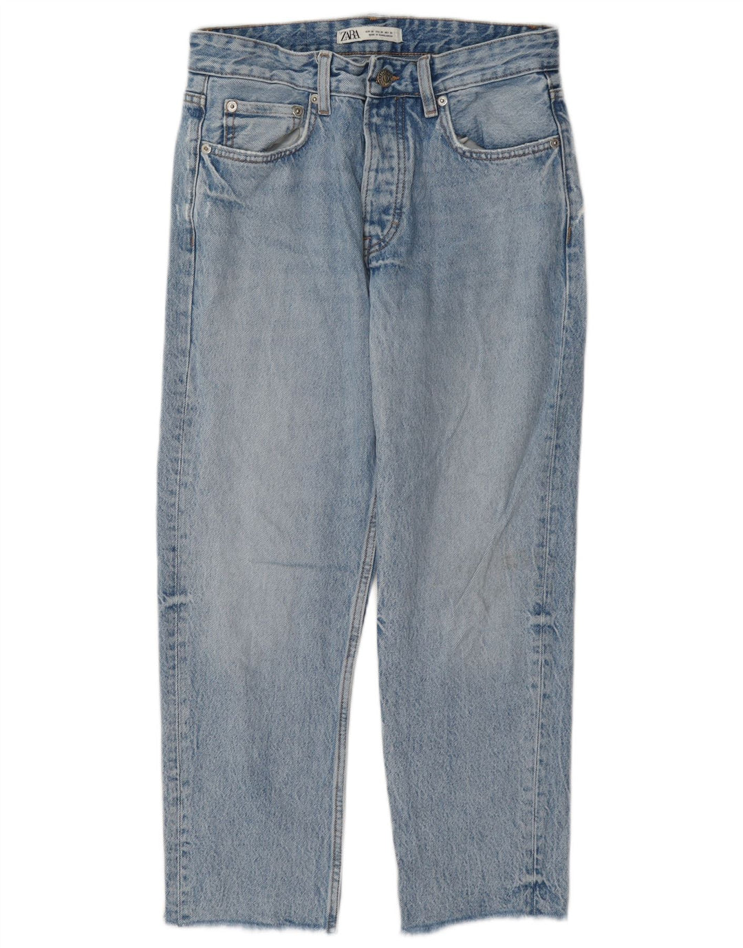 Zara Herren Straight Jeans EU 38 Small W30 L26 Blaue Baumwolle