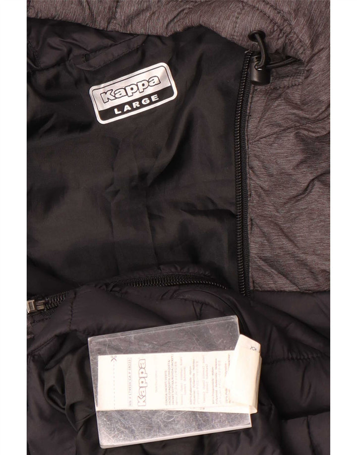 Kappa Herren-Jacke mit Kapuze, gepolstert, UK 40, Größe L, Schwarz, Colourblock-Polyamid