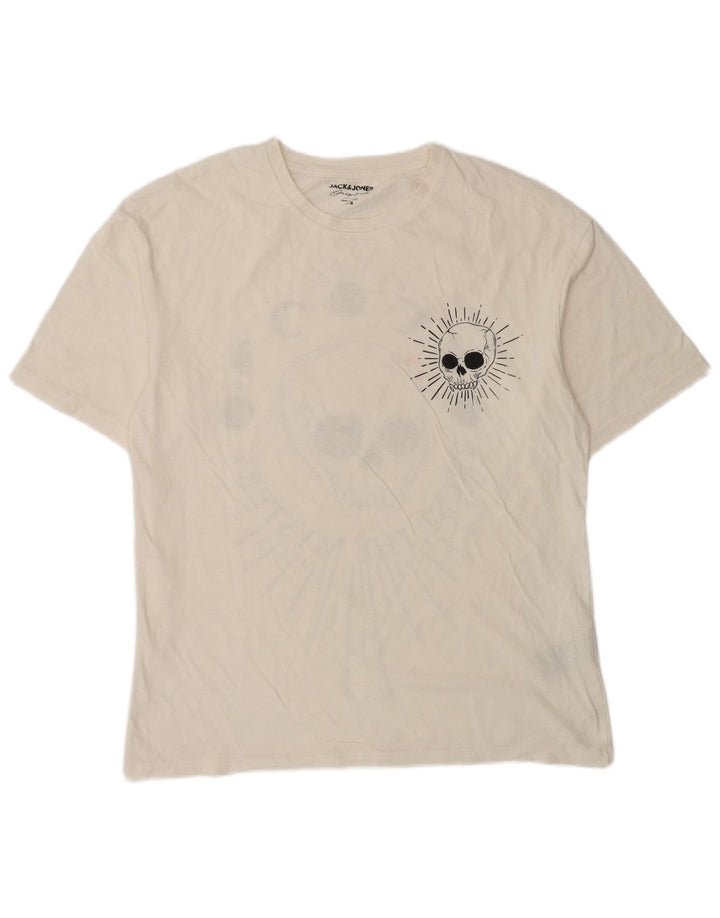 Jack & Jones Herren-T-Shirt mit Grafik, Größe S, weiße Baumwolle