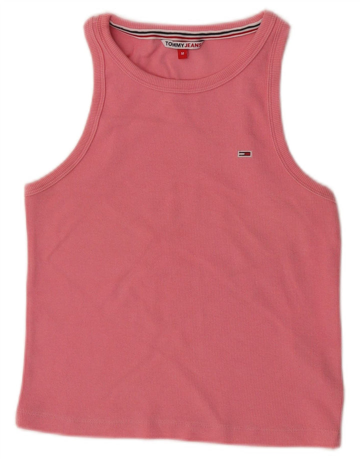 Tommy Hilfiger Damen Crop Vest Top UK 12 Mittelrosa Baumwolle