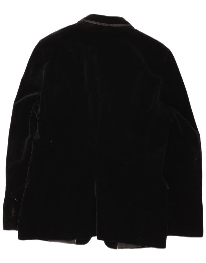 Zara Herren-Blazer aus Samt mit 1 Knopf, EU 52, große schwarze Baumwolle
