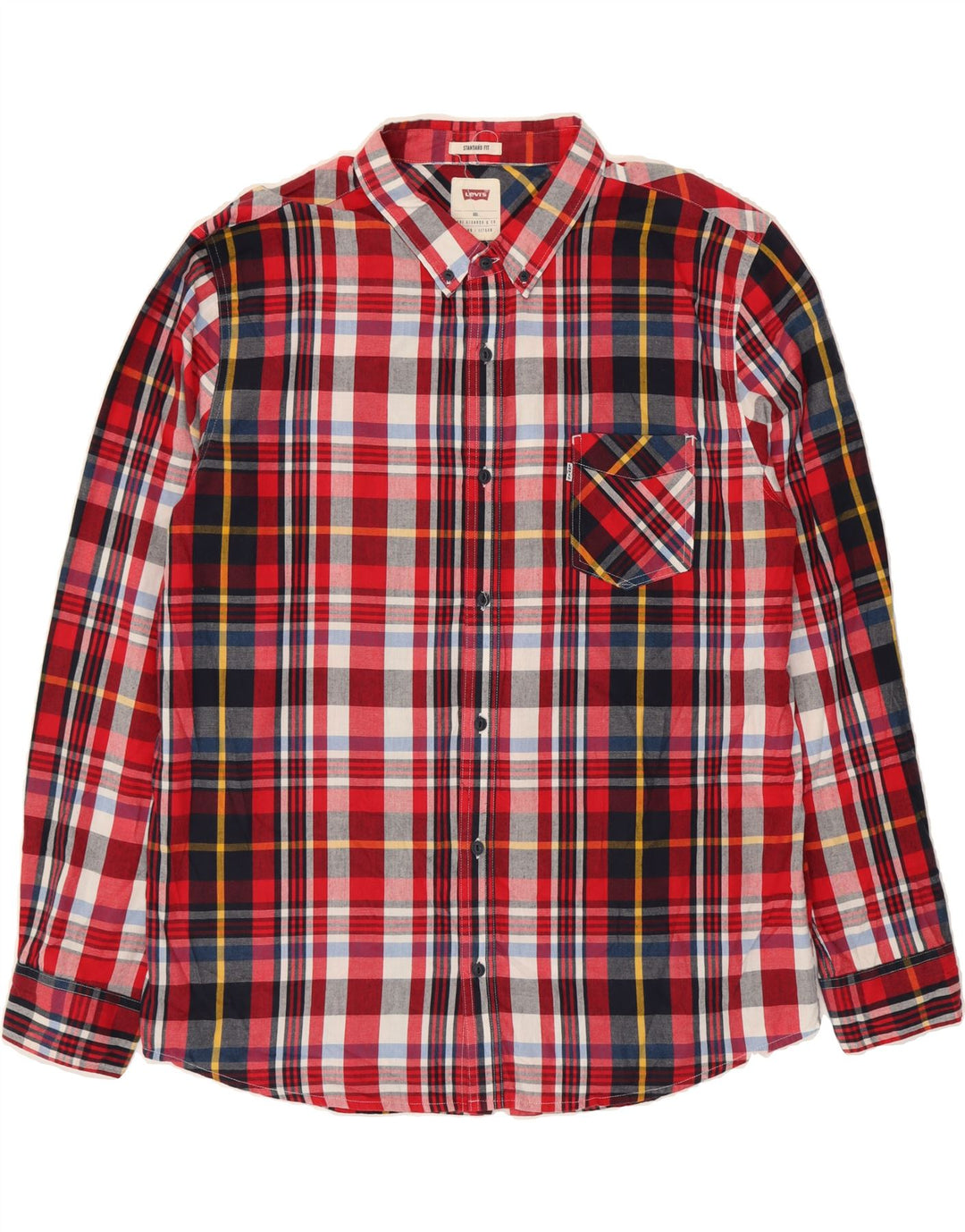 LEVI'S Mens Standard Fit Shirt 2XL Red Check Cotton Vintage Levi's and Second-Hand Levi's from Messina Hembry 