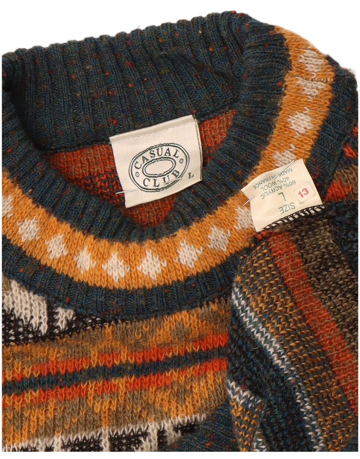 Vintage Herren Pullover mit Rollkragen, groß, mehrfarbig, Fair Isle