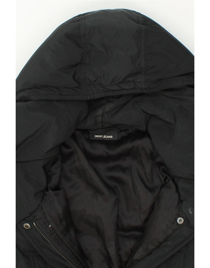 DKNY Womens Hooded Padded Jacket UK 6 XS Black Polyester Vintage Dkny and Second-Hand Dkny from Messina Hembry 
