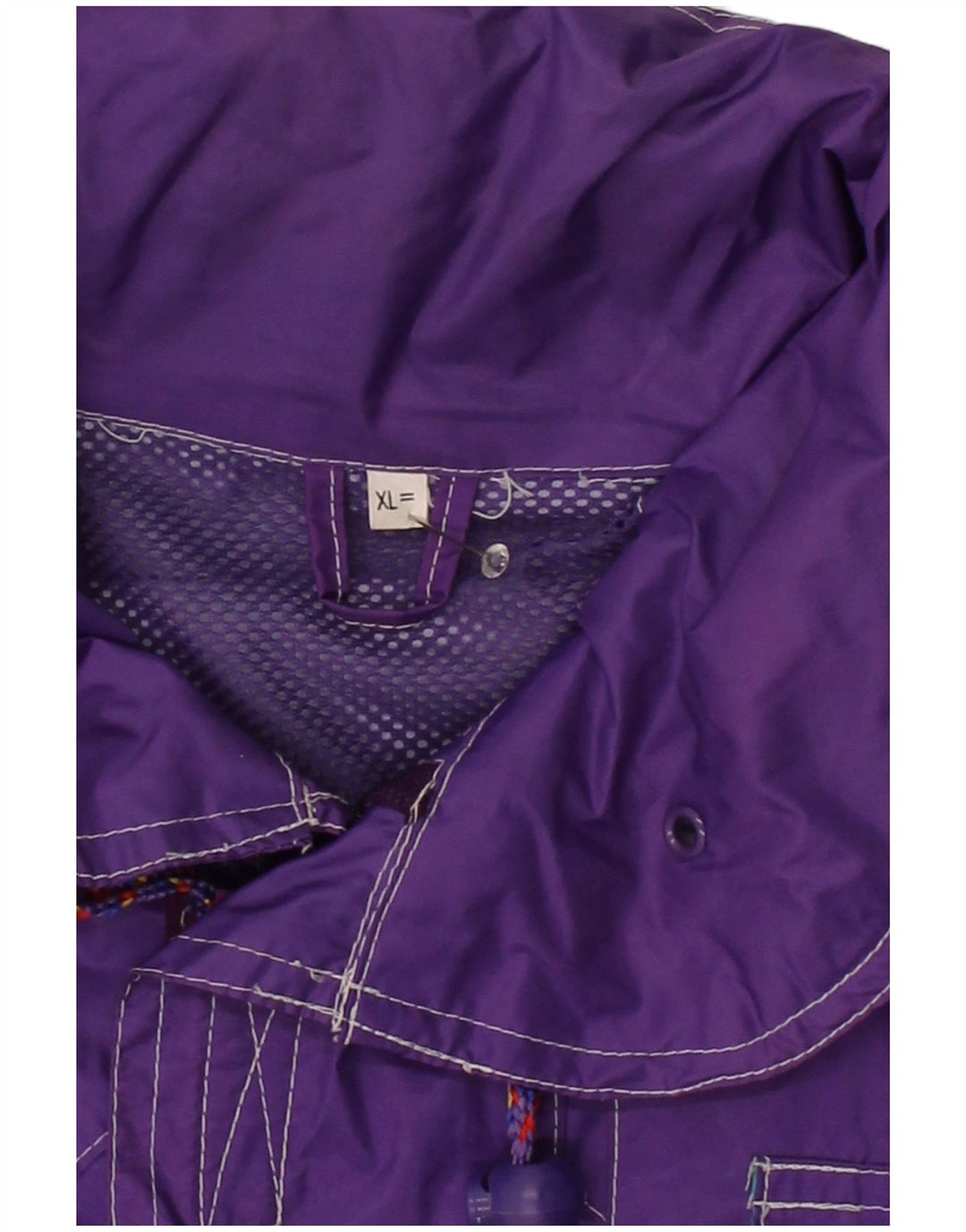 VINTAGE Mens Graphic Rain Jacket UK 42 XL Purple Colourblock Polyester