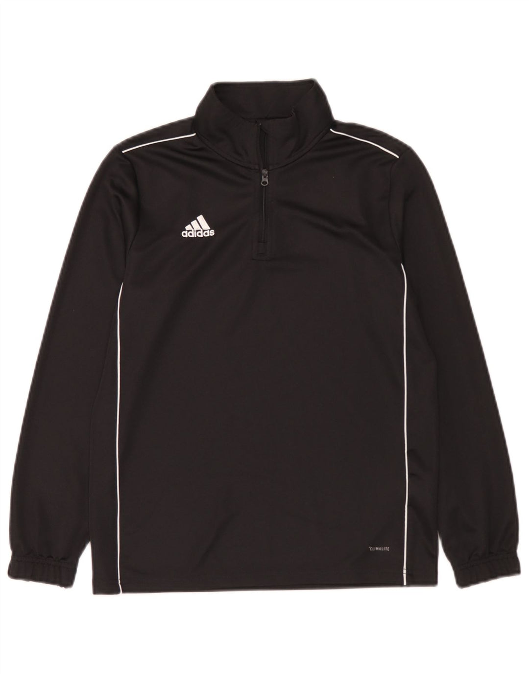 Adidas Jungen Climalite Zip Neck Top Langarm 11-12 Jahre Schwarzes Polyester
