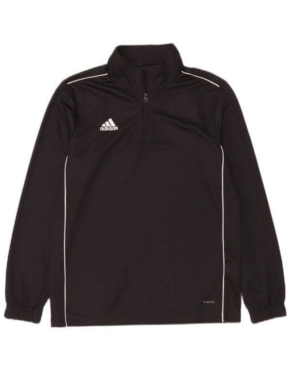 Adidas Jungen Climalite Zip Neck Top Langarm 11-12 Jahre Schwarzes Polyester