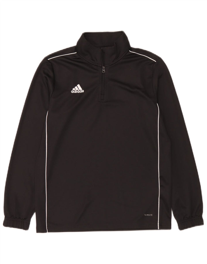 Adidas Jungen Climalite Zip Neck Top Langarm 11-12 Jahre Schwarzes Polyester