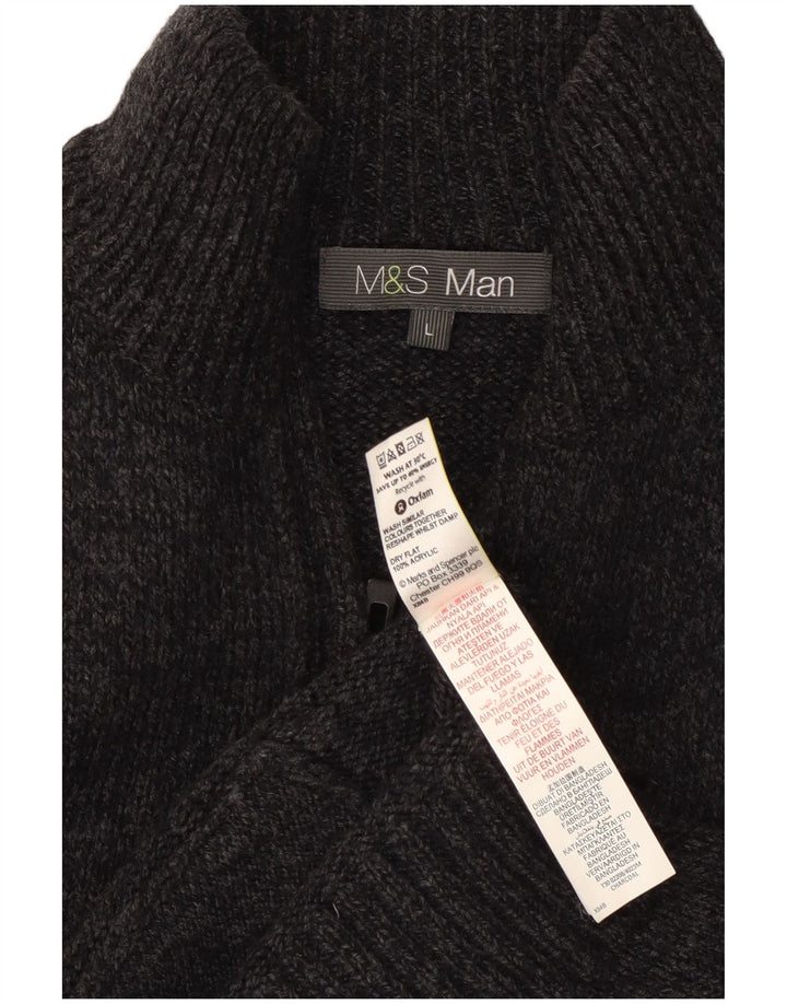 Marks & Spencer Herren-Cardigan-Pullover, großes graues Acryl