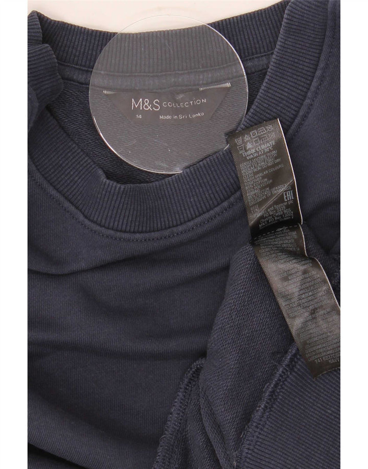 Marks & Spencer Damen-Sweatshirt-Pullover UK 14 Mittelmarineblaue Baumwolle