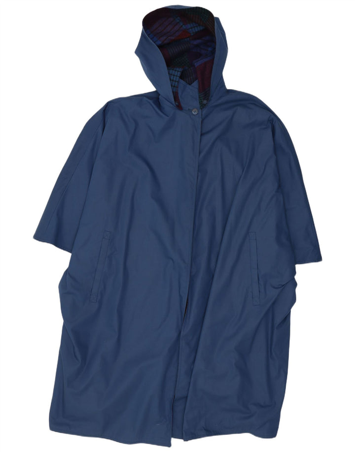 Vintage Damen Kapuzen-Poncho-Mantel IT 48 XL Marineblau