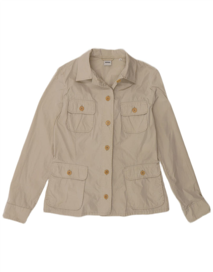 Aspesi Damen Utility-Jacke UK 14 Large Beige Polyester
