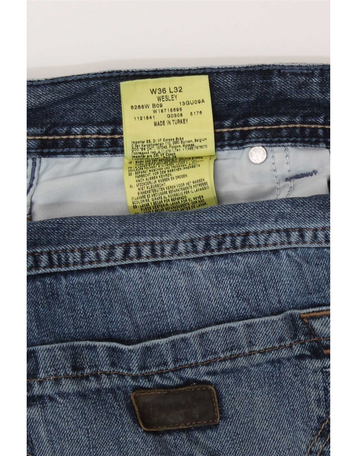 Wrangler Herren Wesley Regular Straight Jeans W36 L32 Blaue Baumwolle