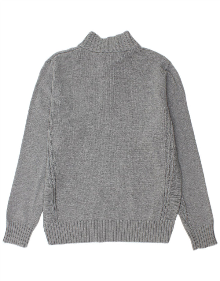Marks & Spencer Herren Blauer Harbor-Pullover mit Knopfleiste und Mittelgrau