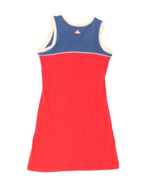 Kappa Womens Graphic Sleeveless T-Shirt Dress UK 8 Small Red Colourblock