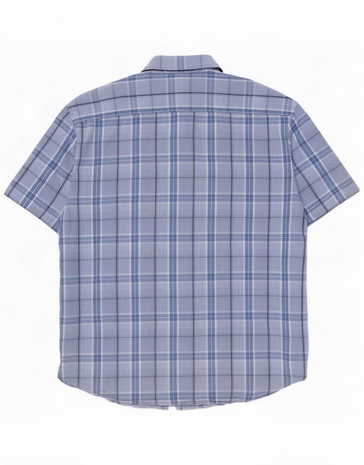 Tom Tailor Herren Kurzarmhemd 2XL Blau kariert Baumwolle