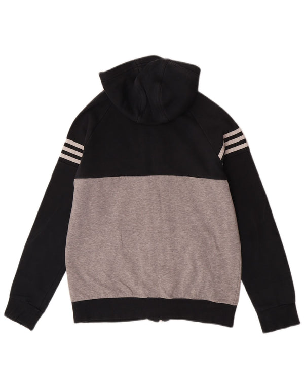 Adidas Jungen-Kapuzenpullover mit Reißverschluss, 13–14 Jahre, graue Colourblock-Baumwolle