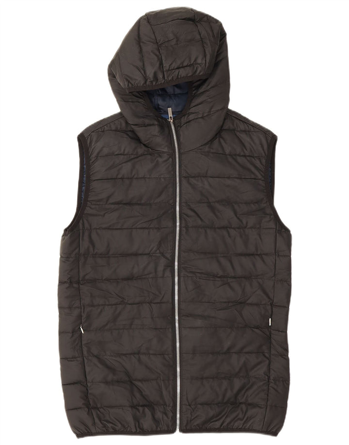 Zara Herren-Weste mit Kapuze, gepolstert, UK 40, Größe L, Schwarz, Polyester