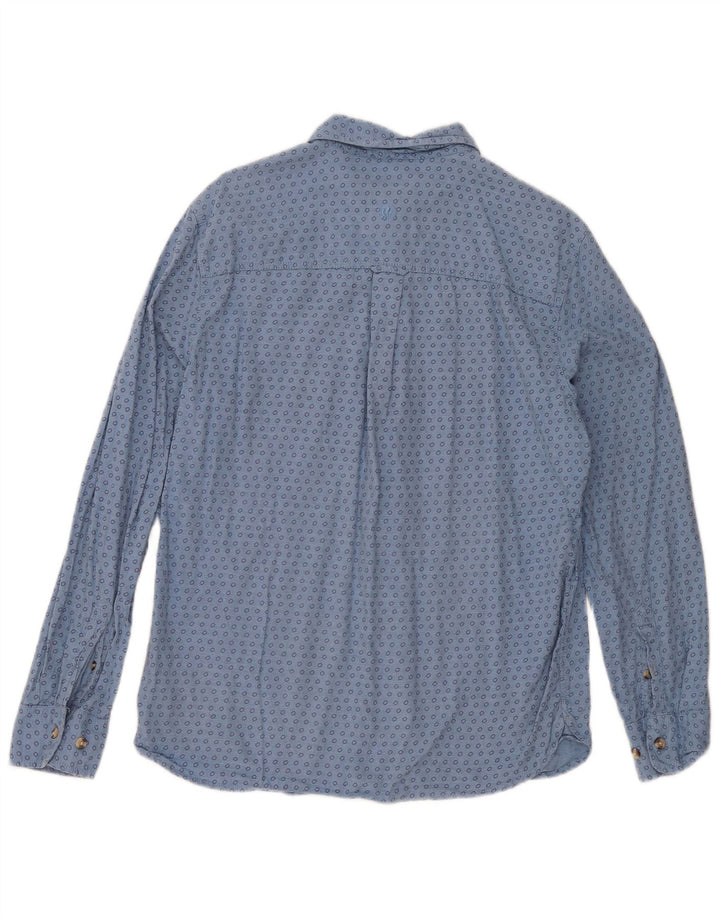Fat Face Herren-Hemd mit abstraktem Muster, mittelblaue Baumwolle