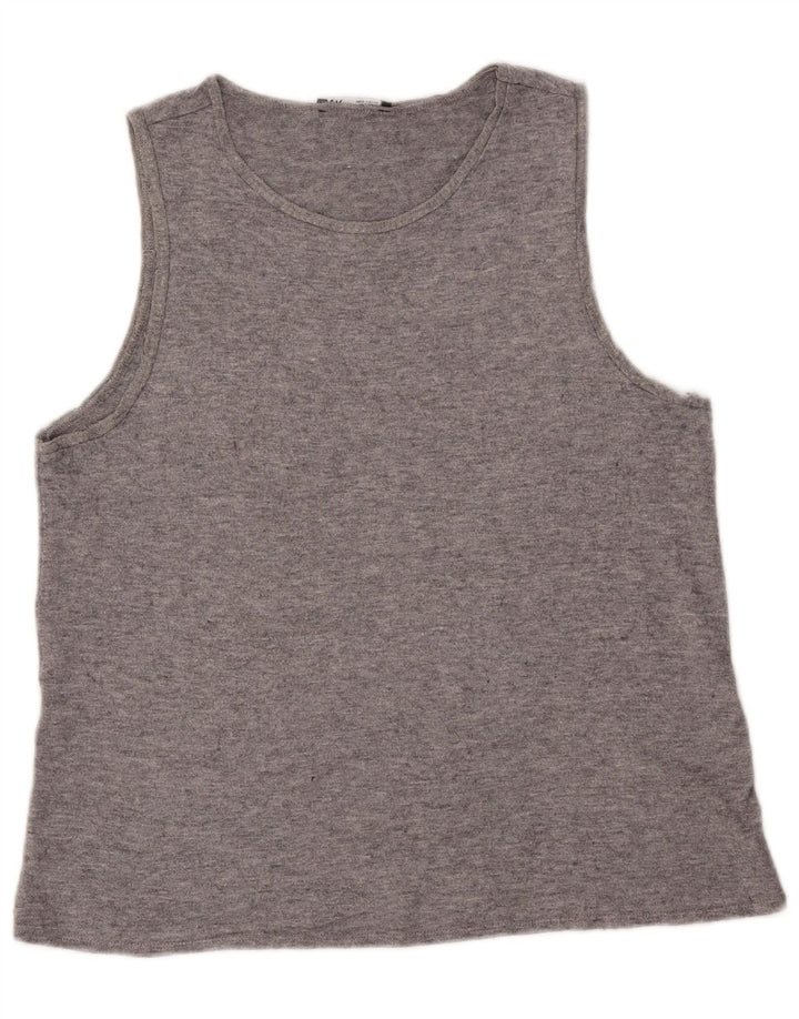 Zara Damen Weste Top UK 16 Large Grau Fair Isle