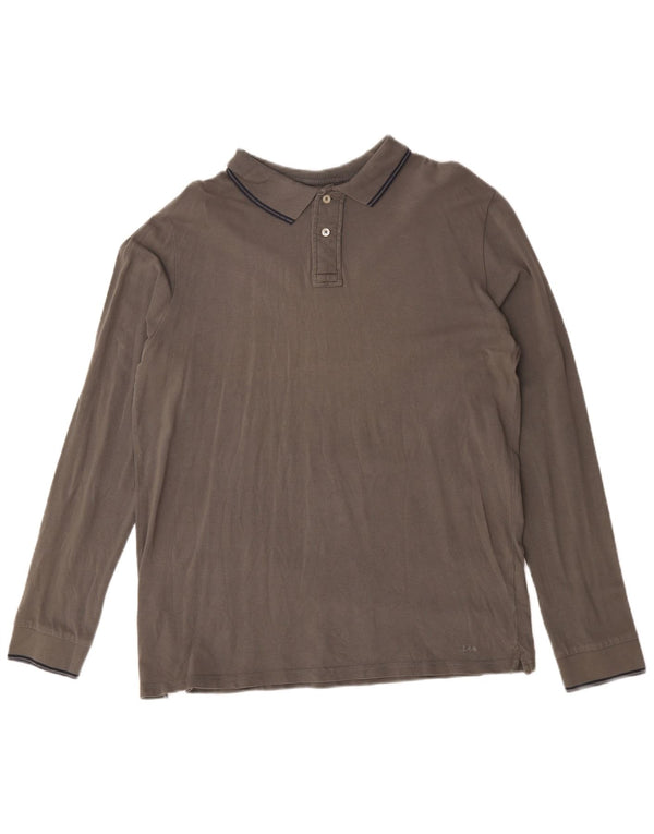 Lee Herren-Langarm-Poloshirt mit normaler Passform, XL, graue Baumwolle
