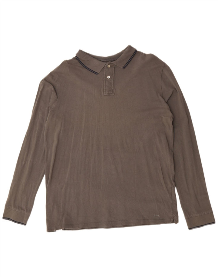 Lee Herren-Langarm-Poloshirt mit normaler Passform, XL, graue Baumwolle