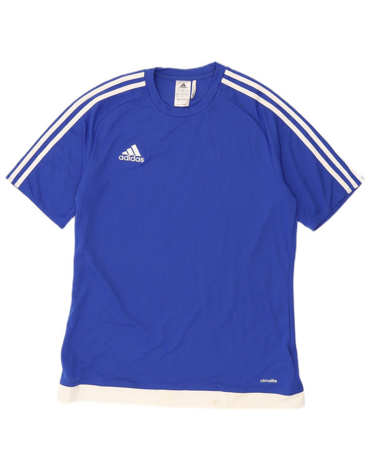 ADIDAS Herren Climalite T-Shirt Top Mittelblaues Colourblock-Polyester