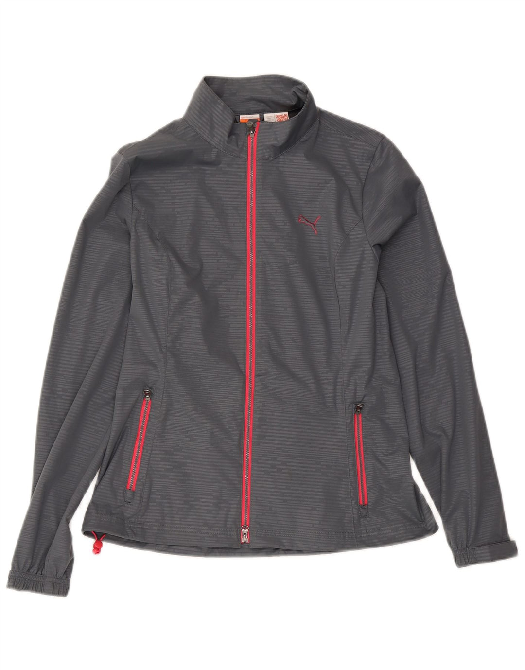 Puma Damen-Trainingsanzug-Top-Jacke, UK 10, klein, grau gestreift, Polyester